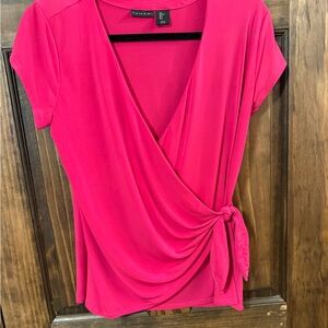 Tahari Women's Vibrant Pink Wrap Blouse